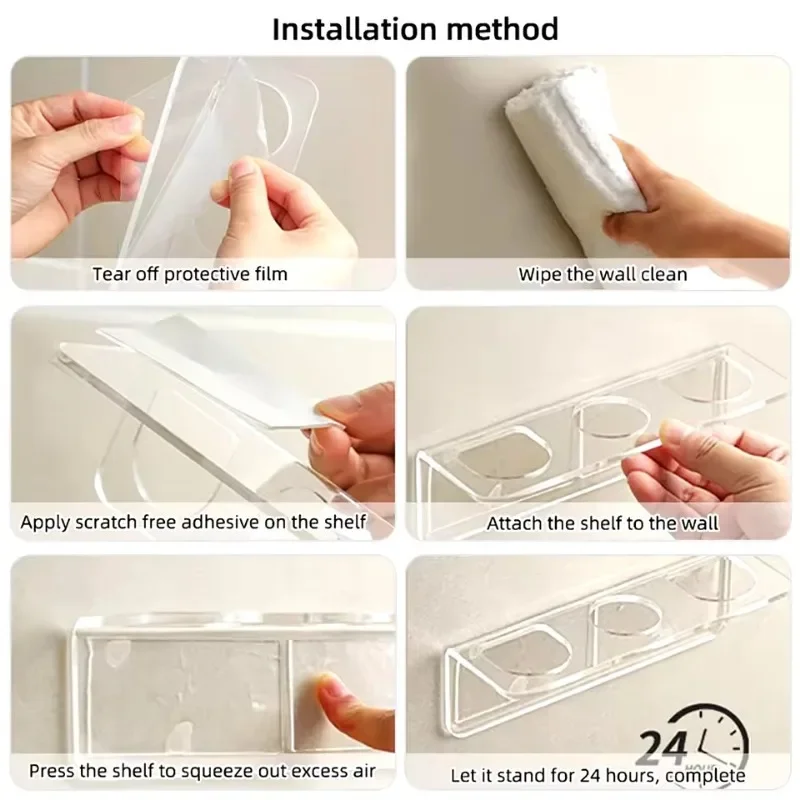 Acrylic Comb Holder Organizer Storage Shelf Clear Transparent Wall-Mounted Hair Brushes Rack Bathroom Accessories Home Shelves thumbnail 6