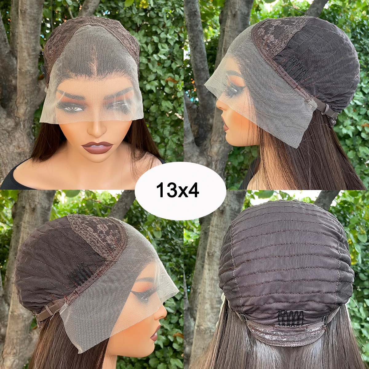Jet Black 13x4 Synthetic Lace Front Wigs for Women Heat Resistant Hair Glueless Wig 26 Inch Long Silky Straight Wig 150% Density thumbnail 6