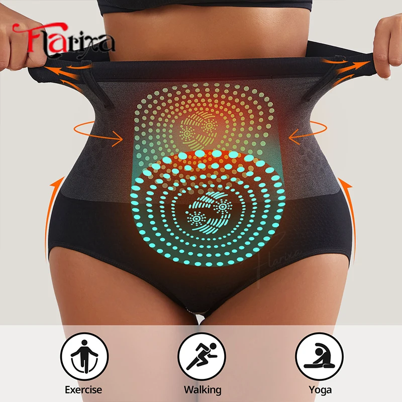 Flarixa Tummy Control Underwear Briefs for Women High Waist Seamless Butt Lifting Panties Sweat Slim Body Shaper Belly Slimmer thumbnail 3
