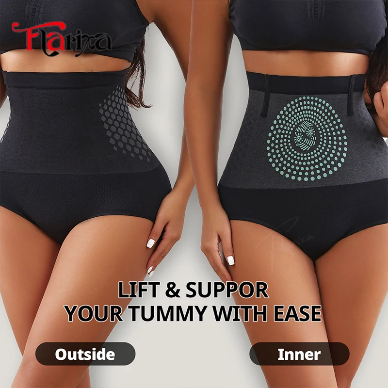 Flarixa Tummy Control Underwear Briefs for Women High Waist Seamless Butt Lifting Panties Sweat Slim Body Shaper Belly Slimmer thumbnail 2
