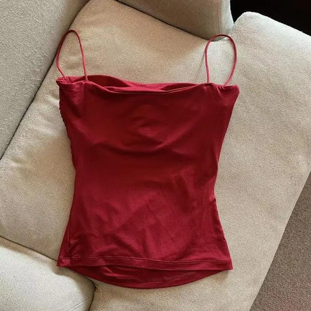 Y2K Sexy Tank Tops Women Spaghetti Strap Crop Top With Bra Bodycon Sleeveless Cami Tube Top Basic Camisole Tees Korean Clothes thumbnail 4