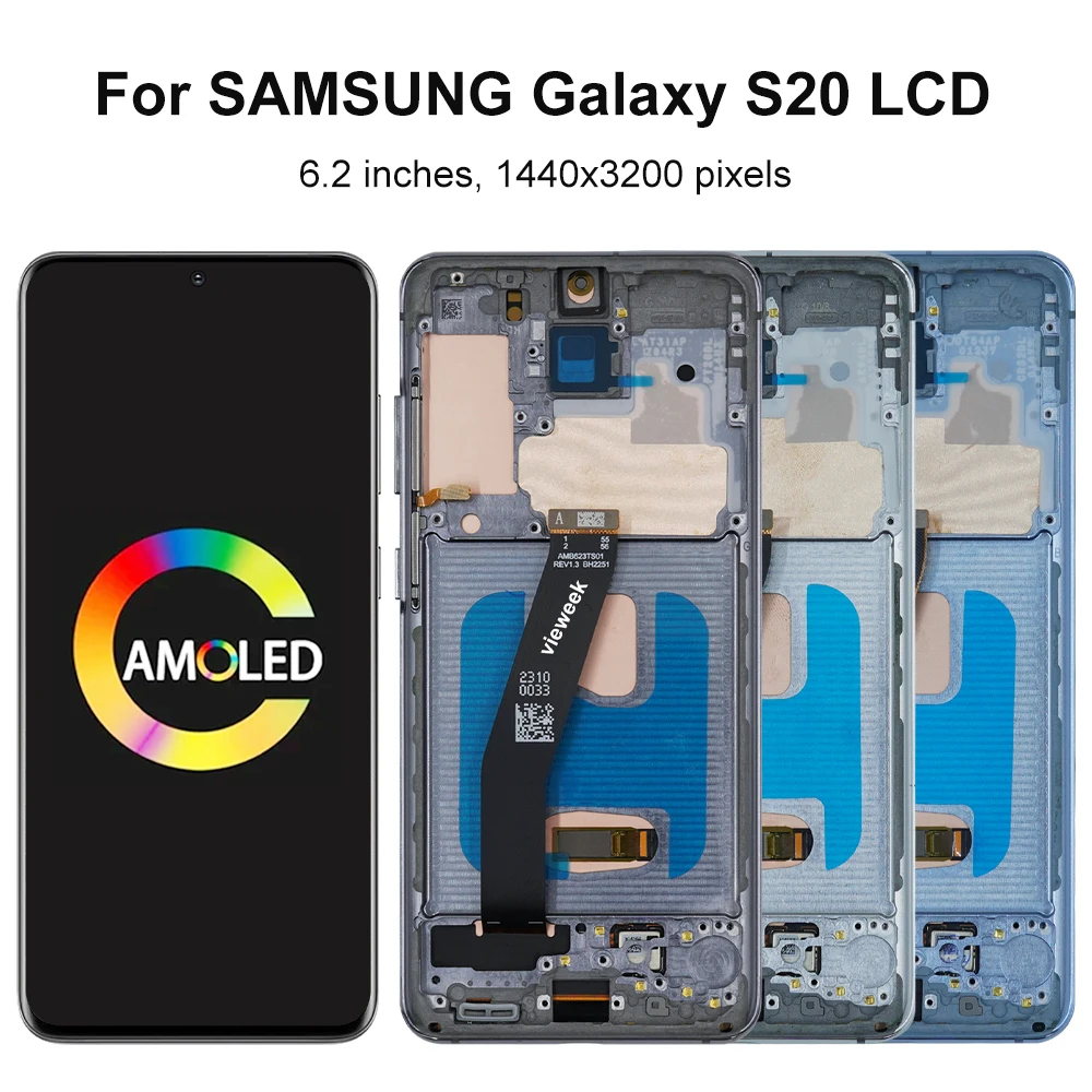 Super AMOLED S20 Display Screen Replacement for Samsung Galaxy S20 SM-G980 SM-G981 LCD Display Touch Screen Digitizer with Frame thumbnail 3