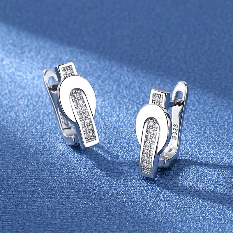 925 Sterling Silver Earrings Jewelry High Quality Retro Simple Pattern Purple White Zircon Earrings Hot Sale thumbnail 6