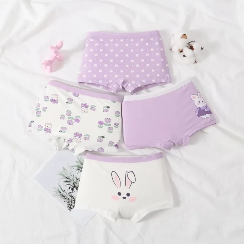New Children's Cotton Panties Girls Panties Baby Flat Pants Cotton Small Middle and Large Children Girls Underwear Boxer Shorts