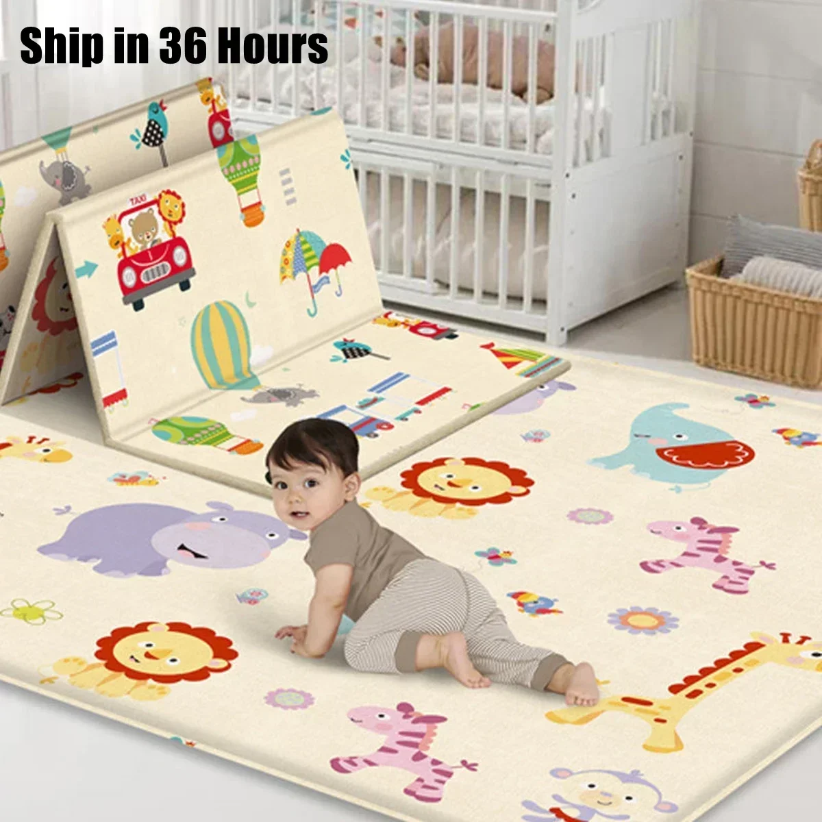 Non-Toxic Foldable Baby Play Mat Educational Children's Carpet in The Nursery Climbing Pad Kids Rug Activitys Games Toys 180*100 thumbnail 4
