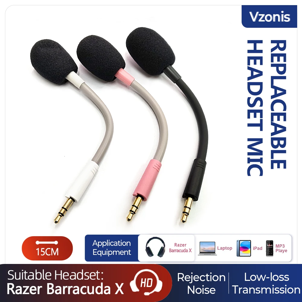 3.5MM jack Detachable Gaming Headset Microphone pink Gaming Headphone Repair Mic for Razer Barracuda X Wireless Multi-Platform