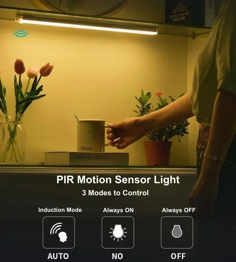 Kitchen Usb Rechargeable Led Lamp LED Night Light With Motion Sensor Cupboard for Cabinets Home and Decoration Lights Wardrobe thumbnail 4
