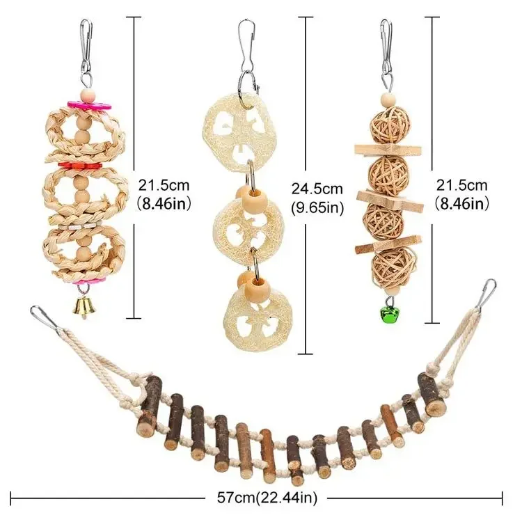 8PCS Unstained Environmentally Friendly and Healthy Combination Toys Fun Home Bird Toy Set Parrot Bite Toy Outdoor Courtyard thumbnail 4