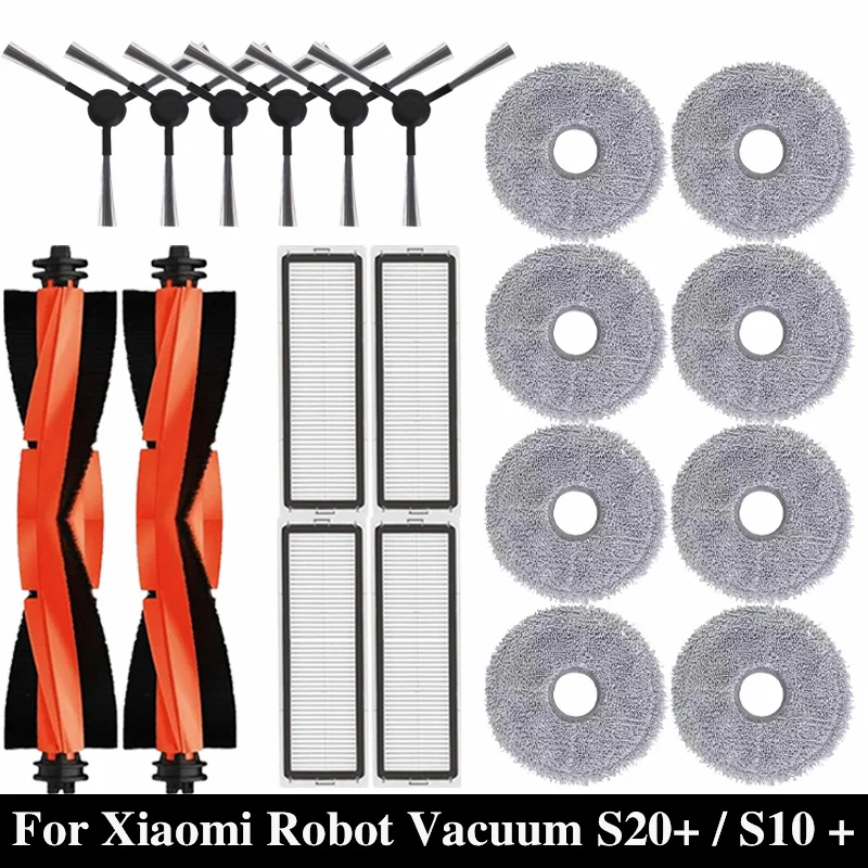 For Xiaomi Robot Vacuum S20+ / S10 Plus / B108GL / B105 Parts Accessories Main Side Brush Hepa Filter Mop Cloth Replacement