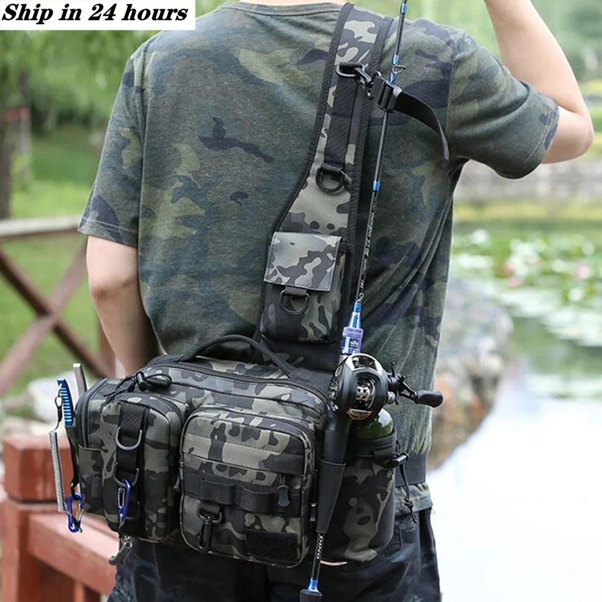 High-quality Waterproof Fishing Bag Large Capacity Lure Fishing Tackle Pack Oxford Fabric Outdoor Fishing Shoulder Bag Waist Bag thumbnail 2