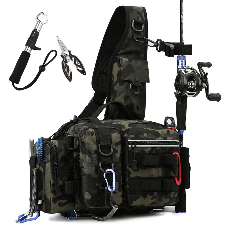 High-quality Waterproof Fishing Bag Large Capacity Lure Fishing Tackle Pack Oxford Fabric Outdoor Fishing Shoulder Bag Waist Bag