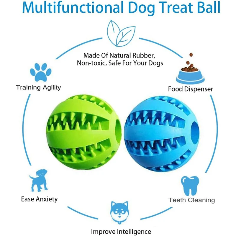 Dog Toy Ball Interactive Rubber Balls Puppy Chewing Toys Pet Tooth Cleaning Ball Cats Pets Food Treat Feeder Silicone Balls Toy thumbnail 4