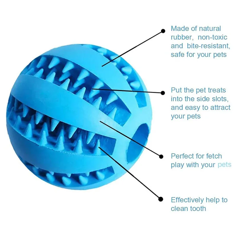 Dog Toy Ball Interactive Rubber Balls Puppy Chewing Toys Pet Tooth Cleaning Ball Cats Pets Food Treat Feeder Silicone Balls Toy thumbnail 5
