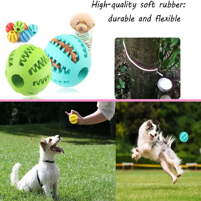 Dog Toy Ball Interactive Rubber Balls Puppy Chewing Toys Pet Tooth Cleaning Ball Cats Pets Food Treat Feeder Silicone Balls Toy thumbnail 3