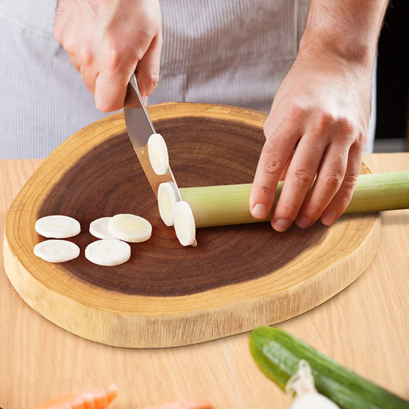 Wooden Chopping Board Natural Acacia Wood Whole Cut Serving Tray Unique Grain Food Safe Multi Use Steak Appetizer Kitchen Tools thumbnail 3