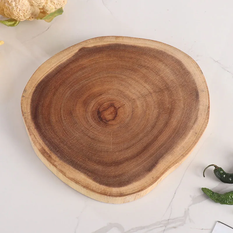 Wooden Chopping Board Natural Acacia Wood Whole Cut Serving Tray Unique Grain Food Safe Multi Use Steak Appetizer Kitchen Tools thumbnail 6
