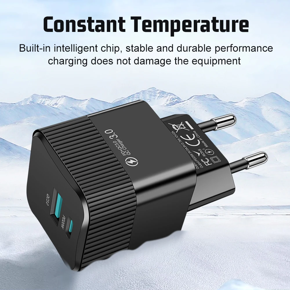USB PD 25W Fast Phone Charger USB Quick Charging QC3.0 Type C Wall Charger Adapter For iPhone Xiaomi Huawei Samsung KR Plug thumbnail 6