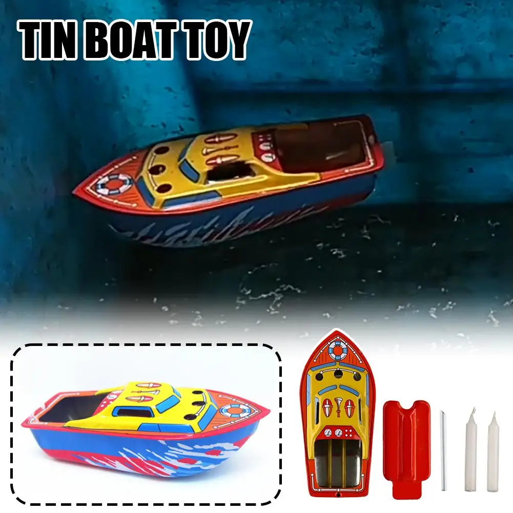 1 Set Candle Ship Collectable Tin Toy Steam Boat Candle Powered Boat Tin Vehicle Toy Student Physics Learning Science Gadget thumbnail 3