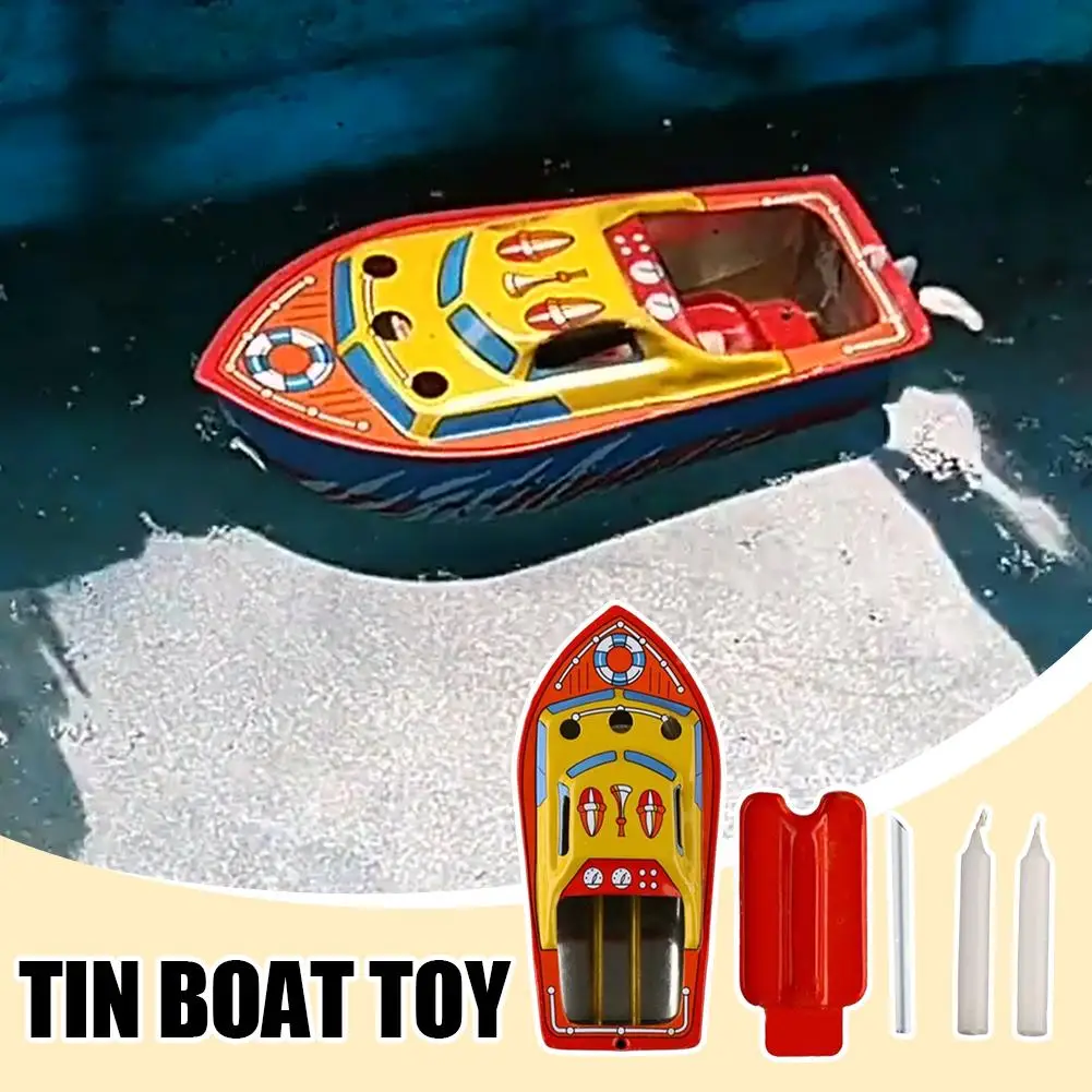 1 Set Candle Ship Collectable Tin Toy Steam Boat Candle Powered Boat Tin Vehicle Toy Student Physics Learning Science Gadget thumbnail 2