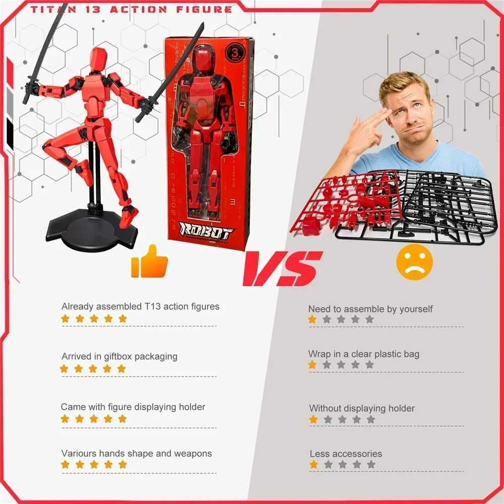 13 Joints Movable Action Figures Dummy Nova Robot Assembled T13 Action Figure with Holder Titan 13 Action Figure Lucky13 Toy thumbnail 5
