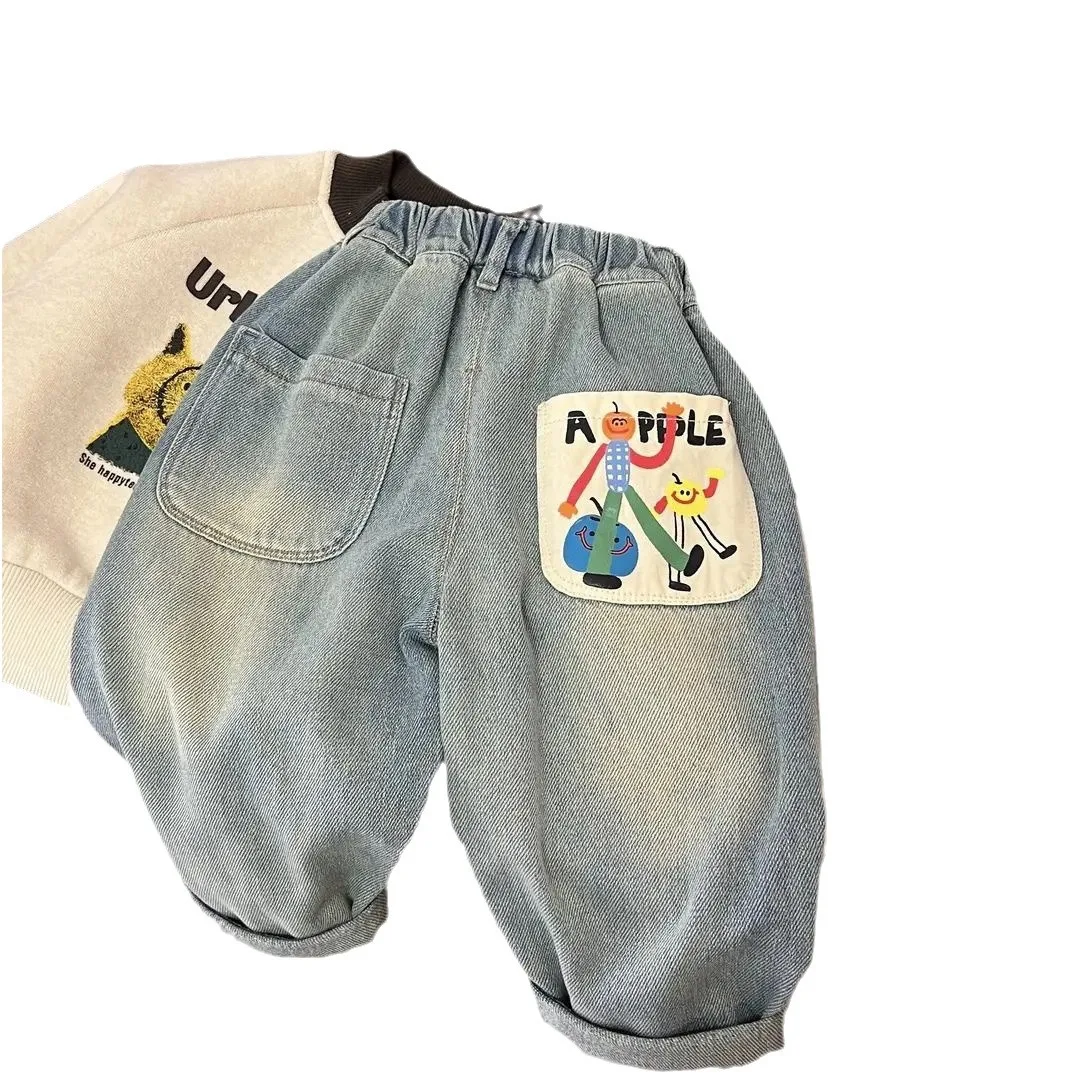 Spring Autumn Toddler Boys Denim Pants Cotton Animepattern Babys Boys Jeans Casual Loose Elastic Waist Trousers For Children Boy thumbnail 6