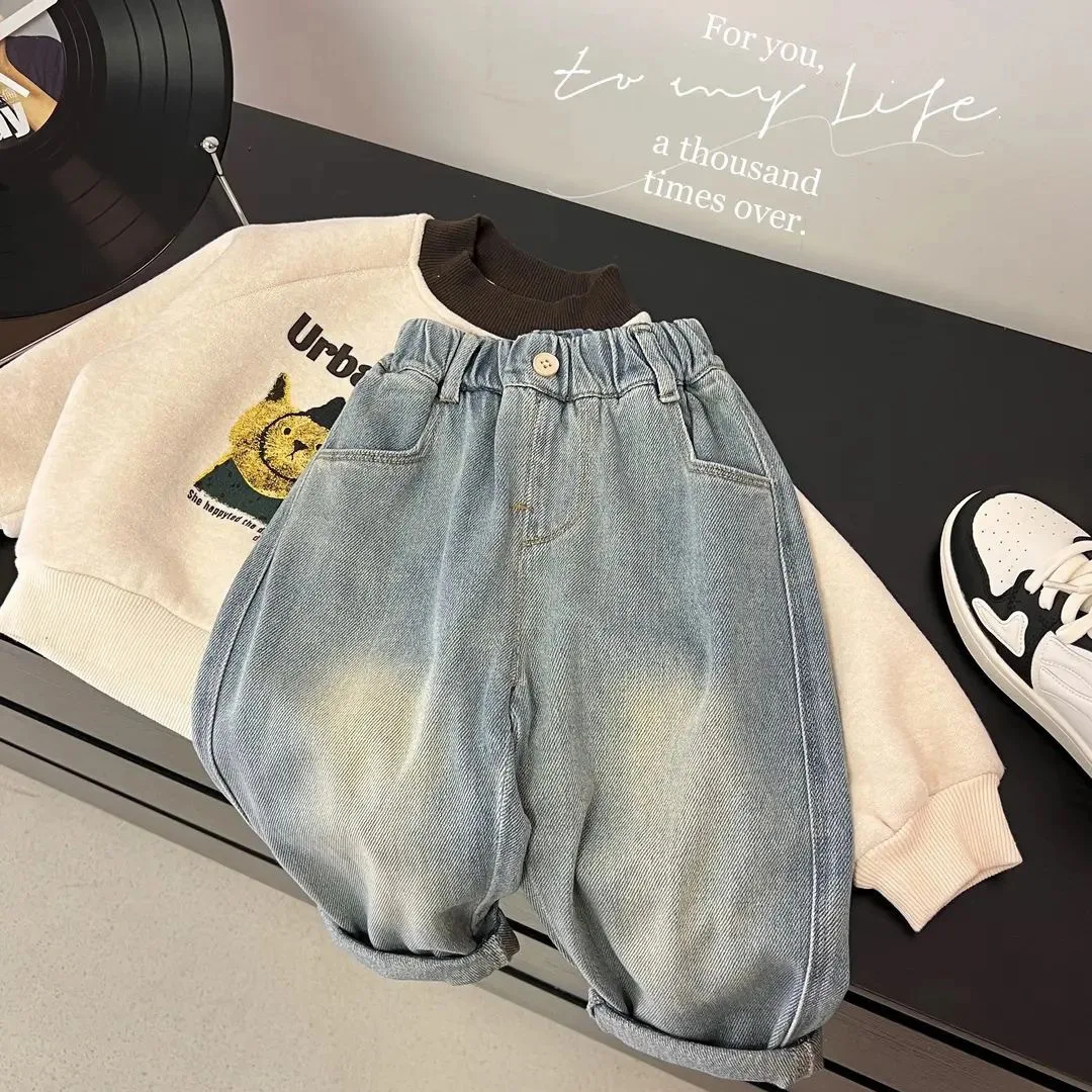 Spring Autumn Toddler Boys Denim Pants Cotton Animepattern Babys Boys Jeans Casual Loose Elastic Waist Trousers For Children Boy thumbnail 4