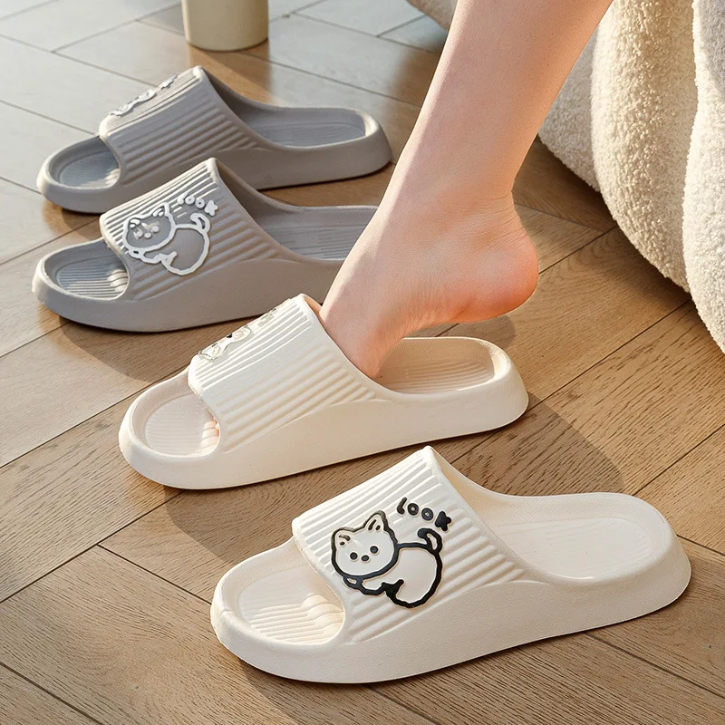Fashion Cat Women Men Slippers Indoor Cute Cartoon Unisex Slides Bathroom No-Slip Light Sandals Family Soft Lovely Home Shoes thumbnail 2