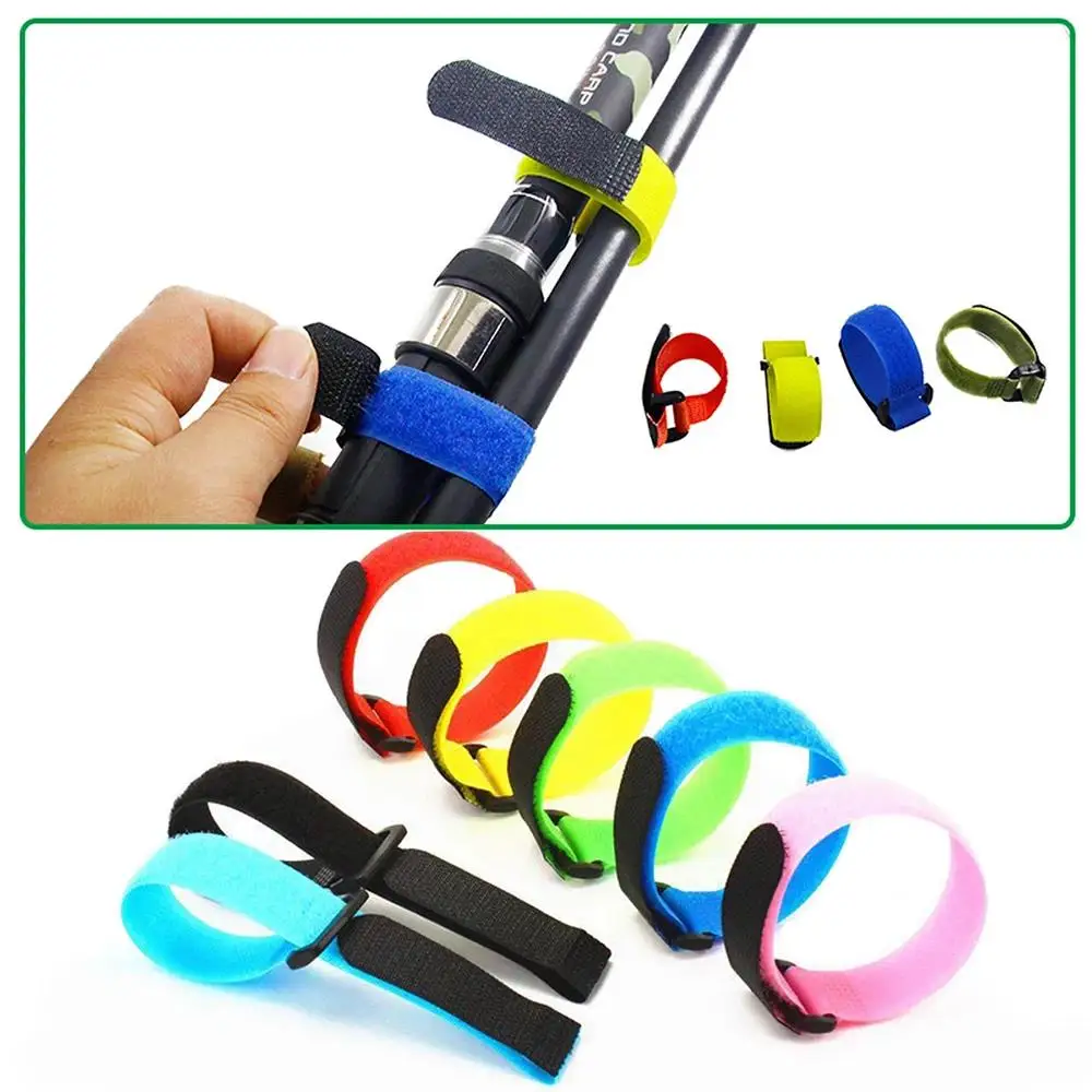 Fishing Rod Tie Holder Strap Suspender Fastener Hook Loop Ties Belt Fishing Rod Strapping Wrap Band Outdoor Fish Tool thumbnail 3