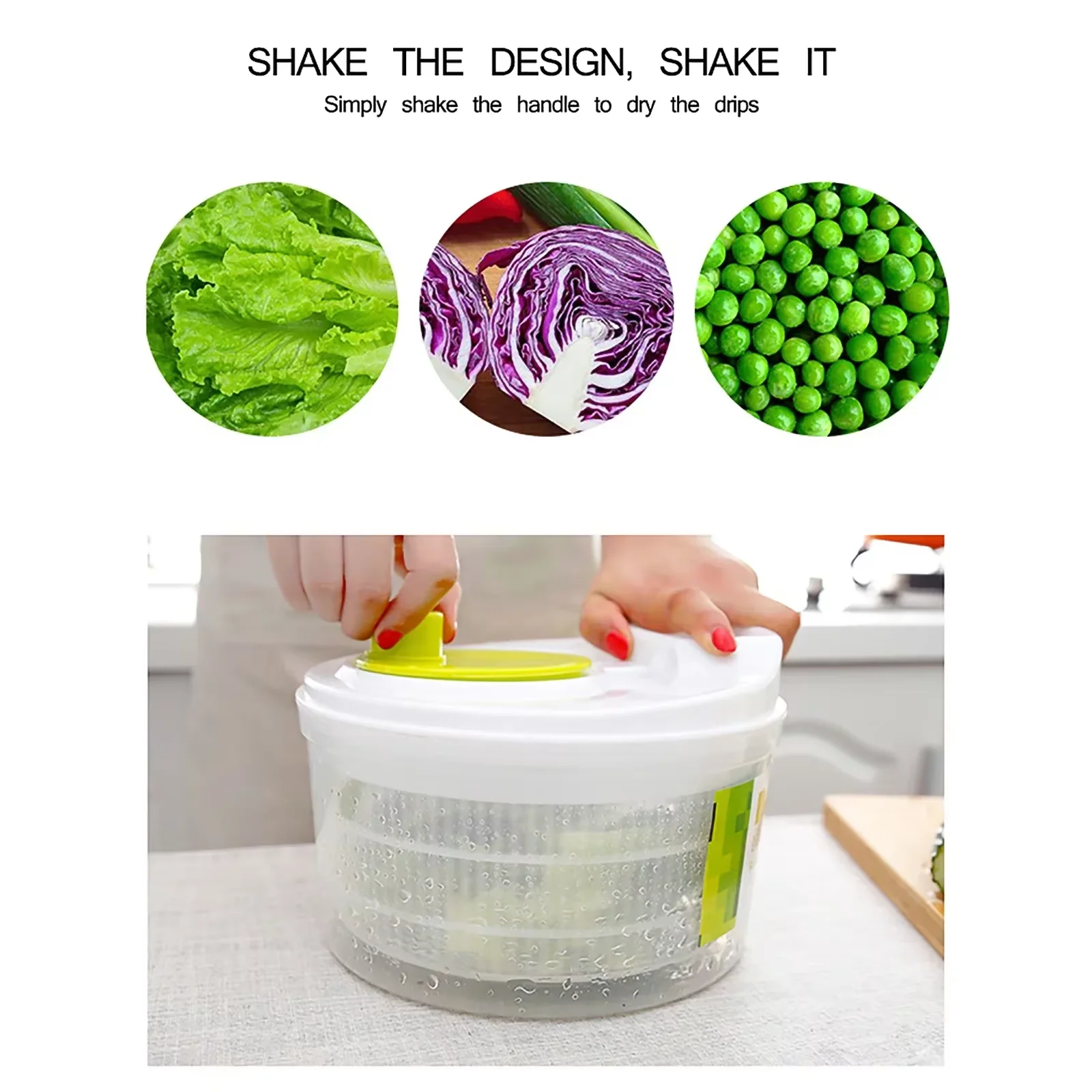 Salad Spinner Lettuce Greens Washer Dryer Drainer Crisper Strainer for Washing Drying Leafy Vegetables Kitchen Tools thumbnail 5