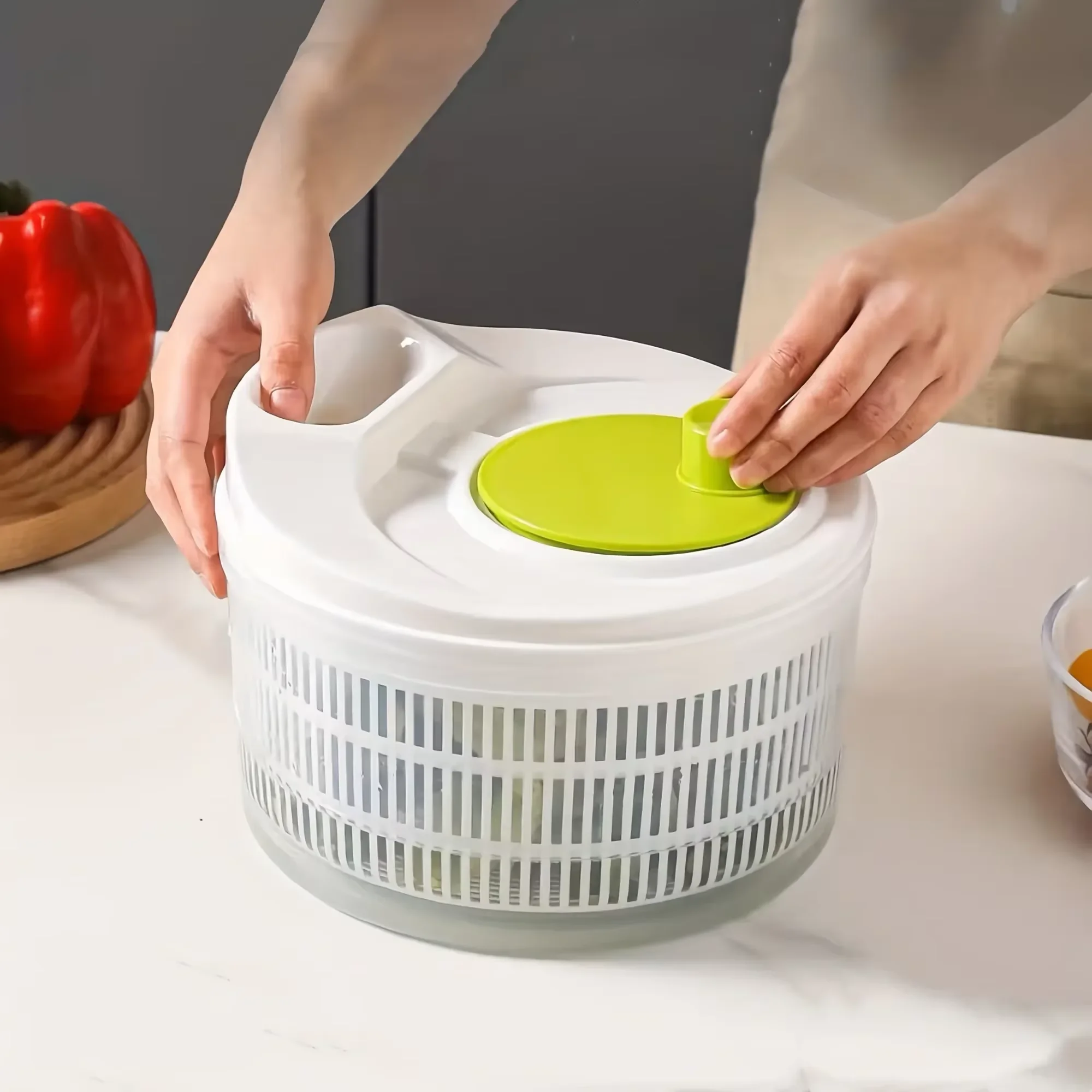 Salad Spinner Lettuce Greens Washer Dryer Drainer Crisper Strainer for Washing Drying Leafy Vegetables Kitchen Tools thumbnail 2
