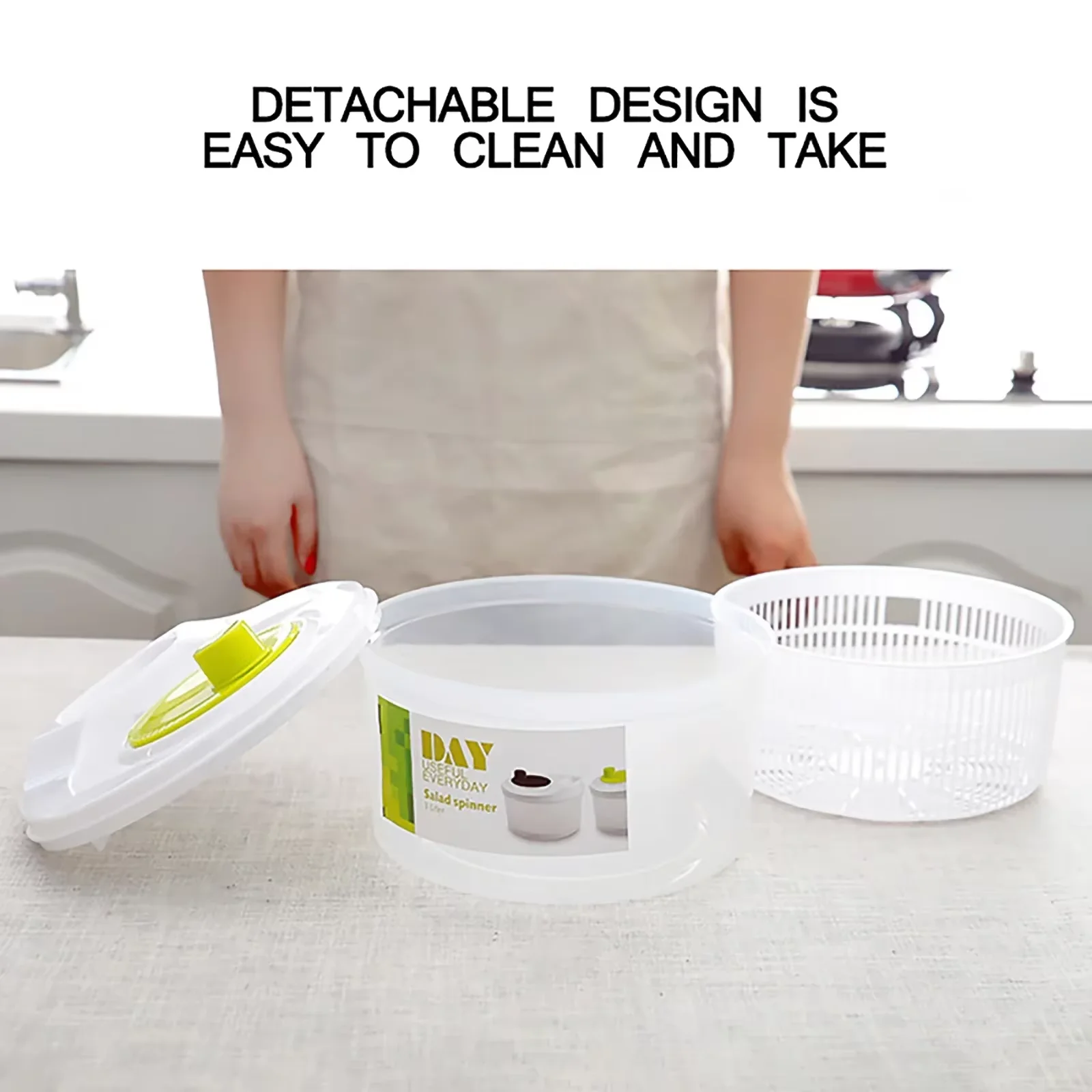 Salad Spinner Lettuce Greens Washer Dryer Drainer Crisper Strainer for Washing Drying Leafy Vegetables Kitchen Tools thumbnail 3