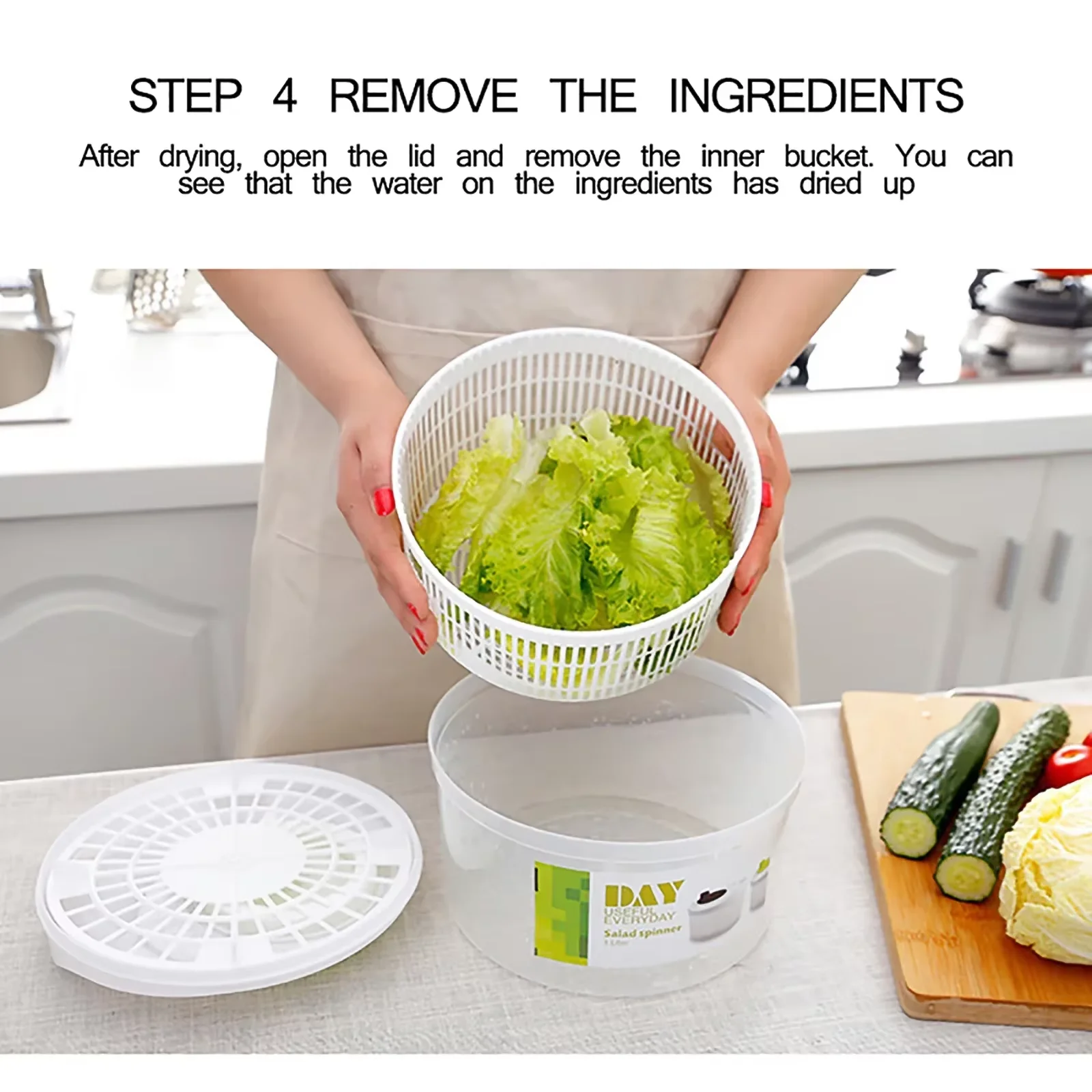 Salad Spinner Lettuce Greens Washer Dryer Drainer Crisper Strainer for Washing Drying Leafy Vegetables Kitchen Tools thumbnail 4