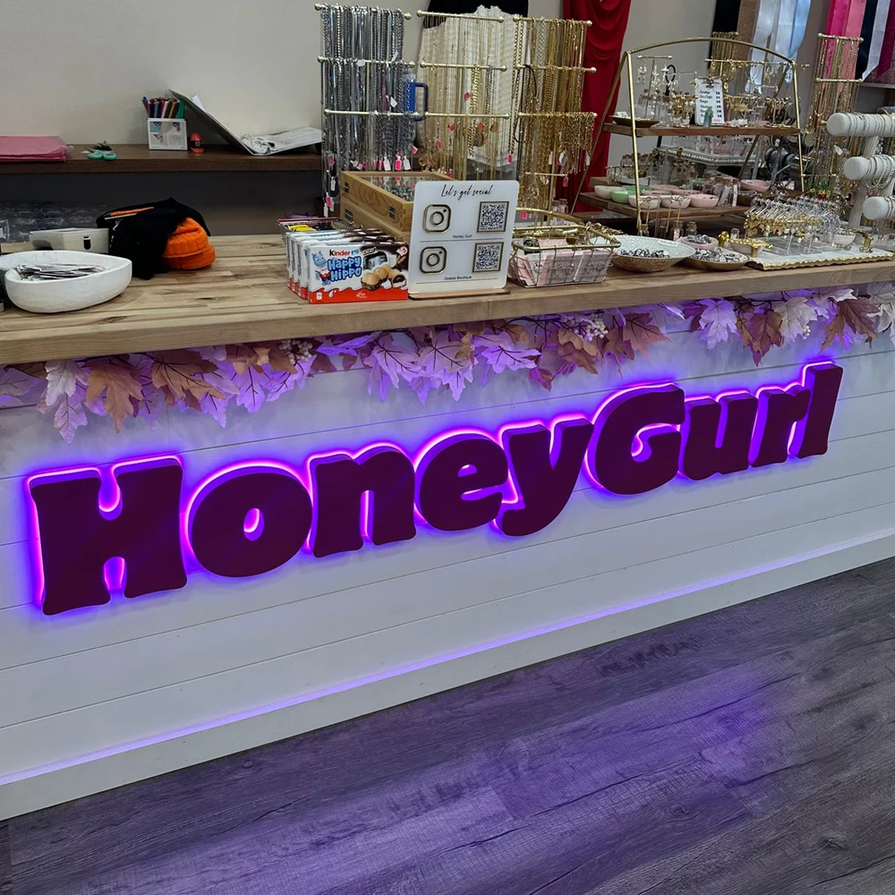 Custom 3D Metal LED Sign Luminous Lettering for Outdoor/Indoor Company Store Logo Wall Decor Illuminated Light Signage thumbnail 5
