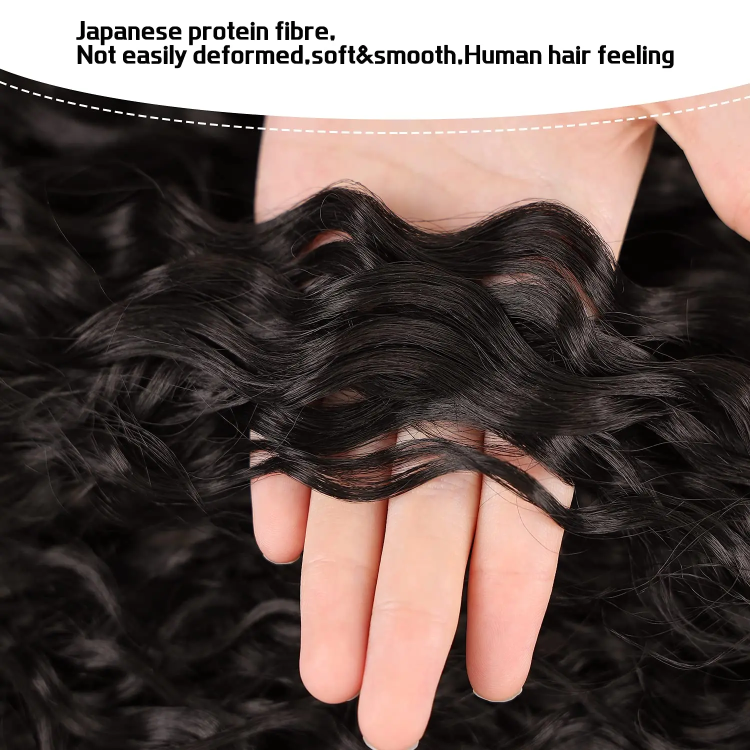 Deep Water Wave Drawstring Ponytail 100% Real Human Hair Extensions Brazilian Natural Black Hairpiece With Clip Ins Pony Tail thumbnail 5