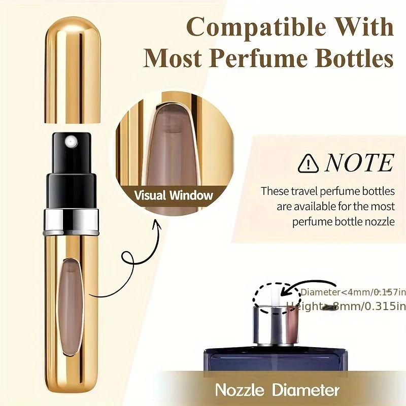 Mini Refillable Perfume Atomizer Aluminum, Travel Perfume Atomizer 5ml, Portable Perfume Dispenser, Refillable Perfume Case Rugg thumbnail 2