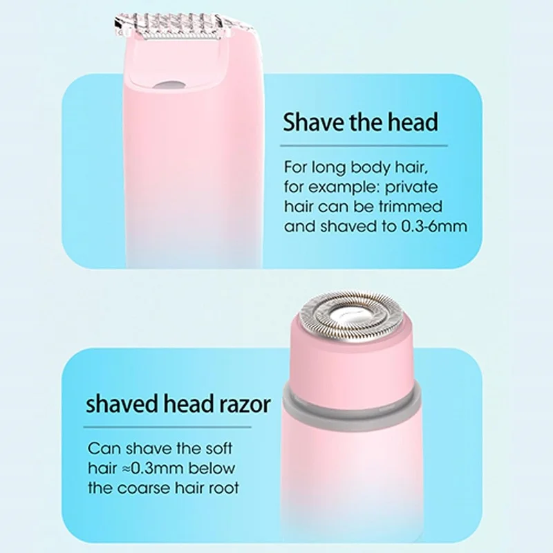 Efficient Hair Remover Women's 2in1 Washable Hair Removal Tool ABS Texture Hair Depilator Rechargeable Hair Shaver For Body Face thumbnail 5