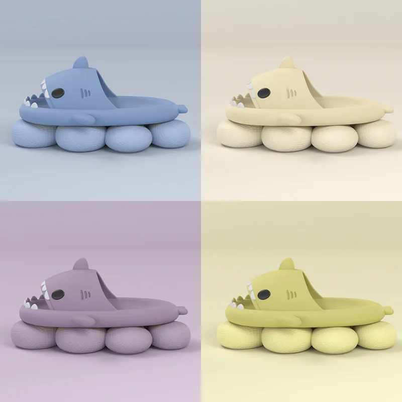 Comwarm Boys Girls Shark Slippers Summer Cute Cartoon Kids Shark Sandals Non-slip House bath Shoes Children Casual Flats Slides thumbnail 2
