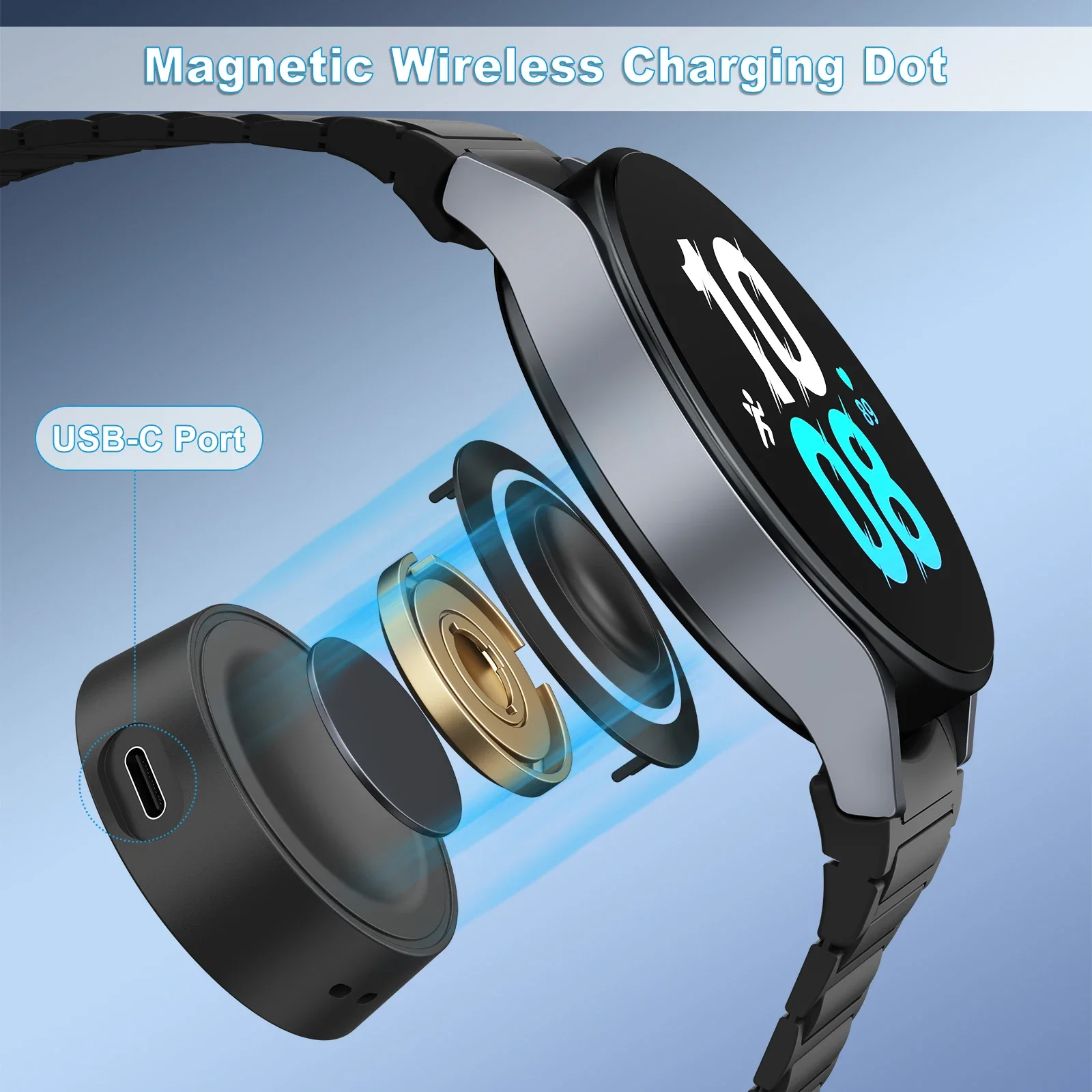 Magnetic Wireless Charger For 7/6/5/4 40/44mm Charging Dock For Galaxy Watch 4/6 Classic 42/46mm 43/47mm Single Head No Cable thumbnail 3