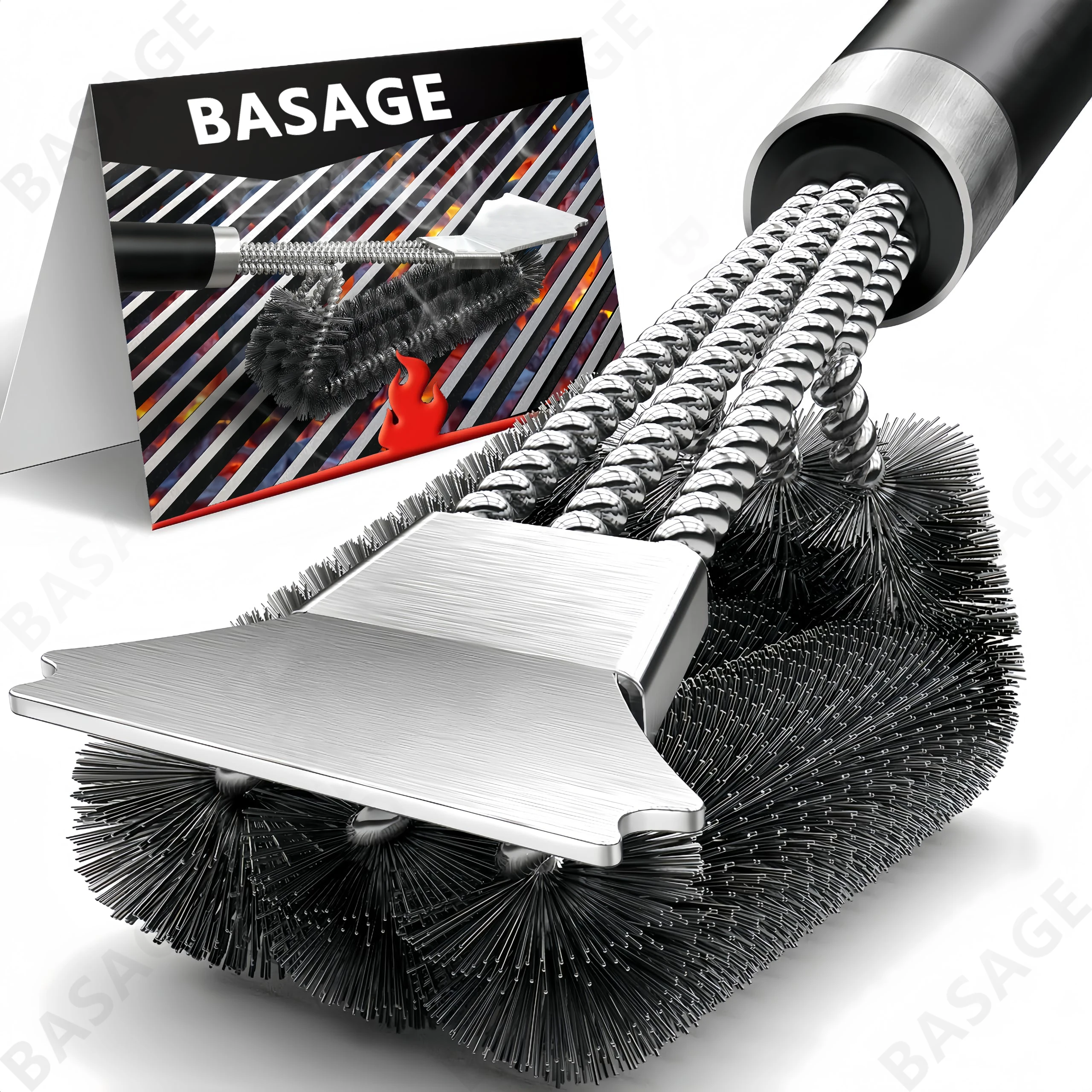 Barbecue Grill BBQ Brush Clean Tool Grill Accessories Stainless Steel Bristles Non-stick Cleaning Brushes Barbecue Accessories