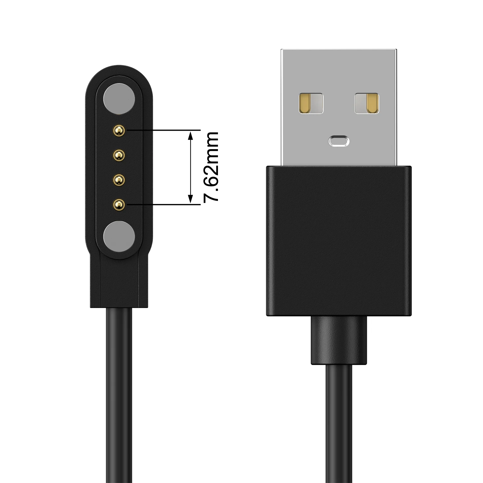 100cm Universal 7.62mm 2Pins 4Pins Strong Magnetic Charge Cable USB Charging Line Cord Holder Black For Smart Watches thumbnail 5