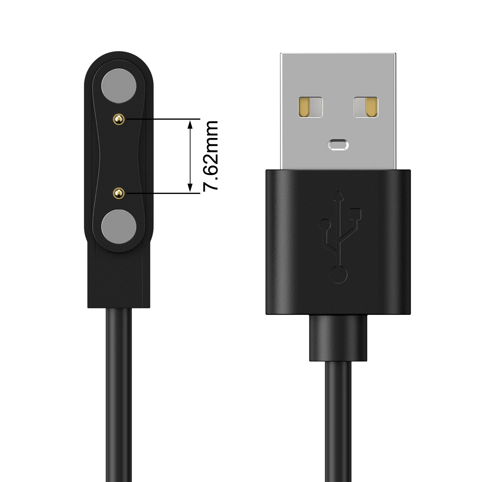 100cm Universal 7.62mm 2Pins 4Pins Strong Magnetic Charge Cable USB Charging Line Cord Holder Black For Smart Watches thumbnail 6