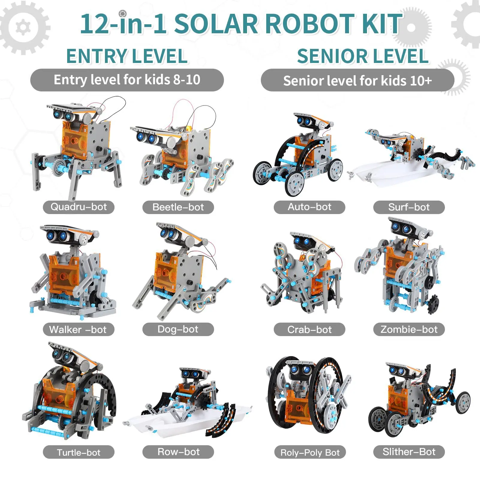 Scientific Experiment 12 in 1 Solar Robot Lunar Exploration Fleet Children's Indoor Interactive Model Assembly Toy thumbnail 3