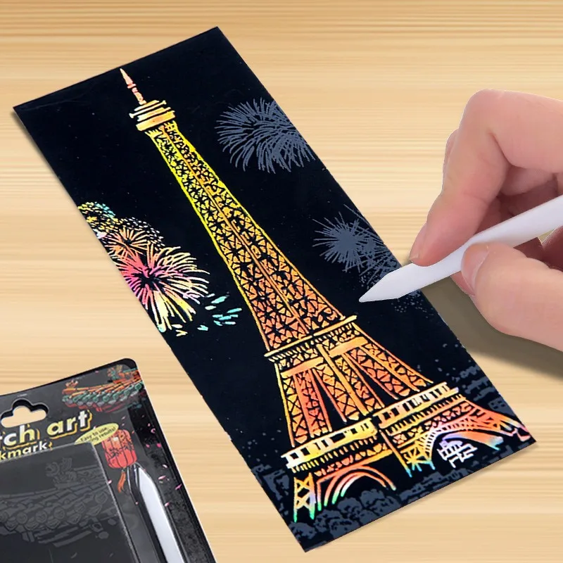12 Pcs/Set DIY Scratch Painting World Famous Architectural Night Scenery Scraping Painting Manual Scratch Drawing Toys thumbnail 4