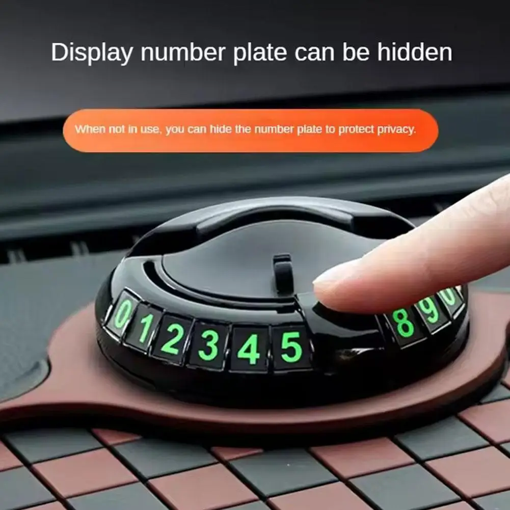 Car Dashboard Anti Slip Mat 360-Degree Rotation Dashboard Phone Holder With Hide Parking Number Plate Interior Accessories thumbnail 3