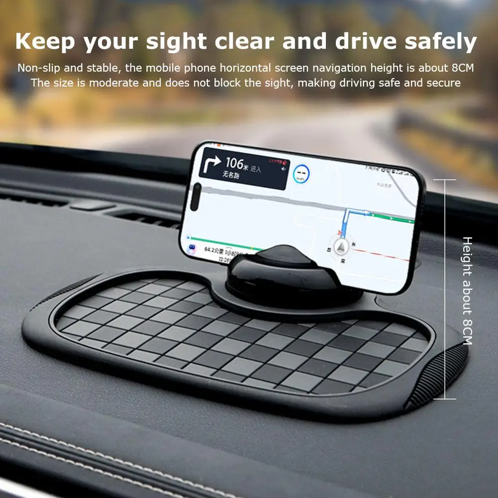 Car Dashboard Anti Slip Mat 360-Degree Rotation Dashboard Phone Holder With Hide Parking Number Plate Interior Accessories thumbnail 5