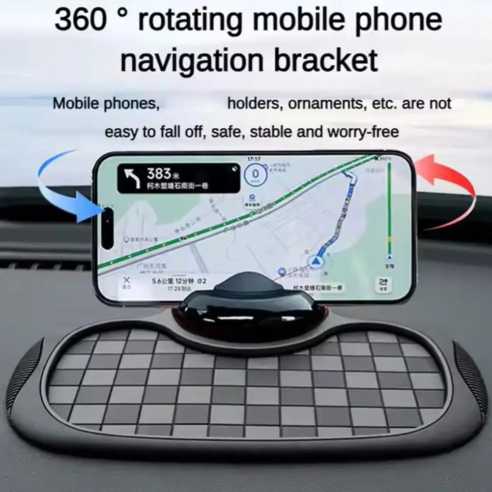Car Dashboard Anti Slip Mat 360-Degree Rotation Dashboard Phone Holder With Hide Parking Number Plate Interior Accessories thumbnail 2