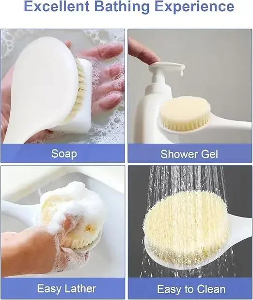 Soft Bristle Bath Brush with Long Handle - Back Scrubber Shower Brush for Men And Women Efficient Cleaning thumbnail 4