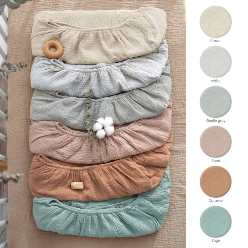 Baby Bed Fitted Sheet Mattress Protectors Cover Plain Color Protective Sleeve for Boy Girls Toddlers Essential Stuff thumbnail 5