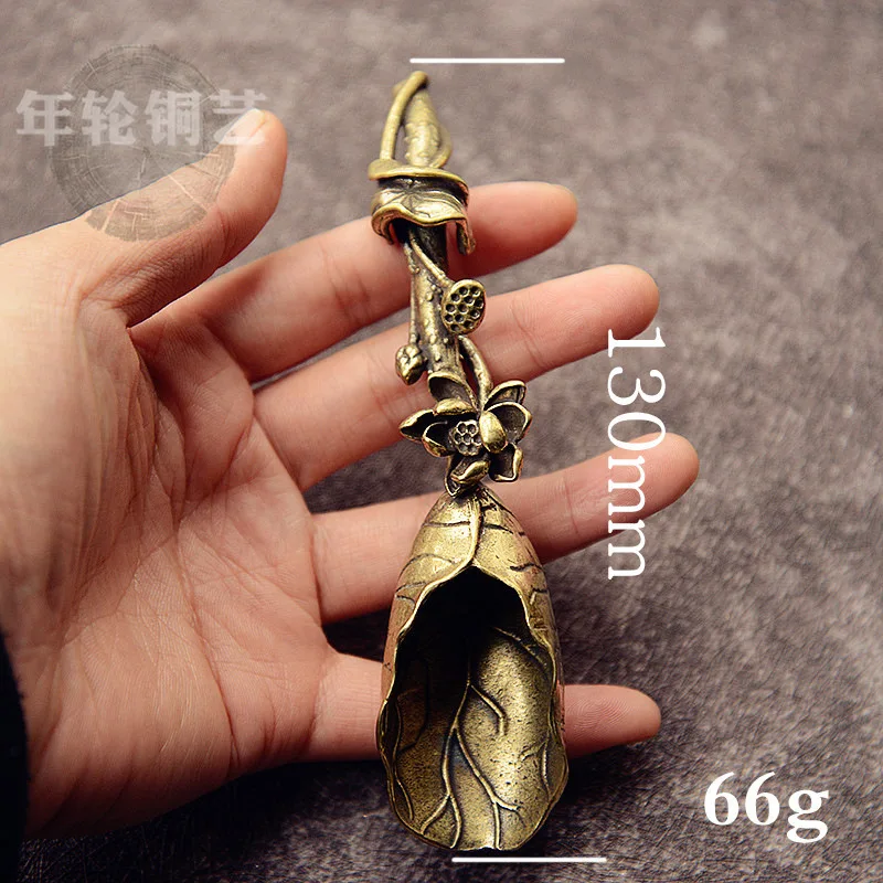 Creative Brass Copper Tea Spoons Sugar Shovel Lotus Root Tea Scoop Spatula Gold Coffee Spoon Teaware Ice Cream Kitchen Tool thumbnail 2
