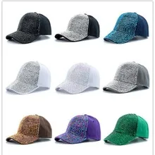 New Fashion Women Diamond Inlay Cap Spring Summer Hip Hop Kpop Dance Baseball Caps Simple Plain Party Street Hat thumbnail 2